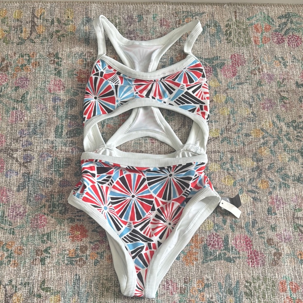 Aerie Vibrant Geometric Cutout Swimsuit